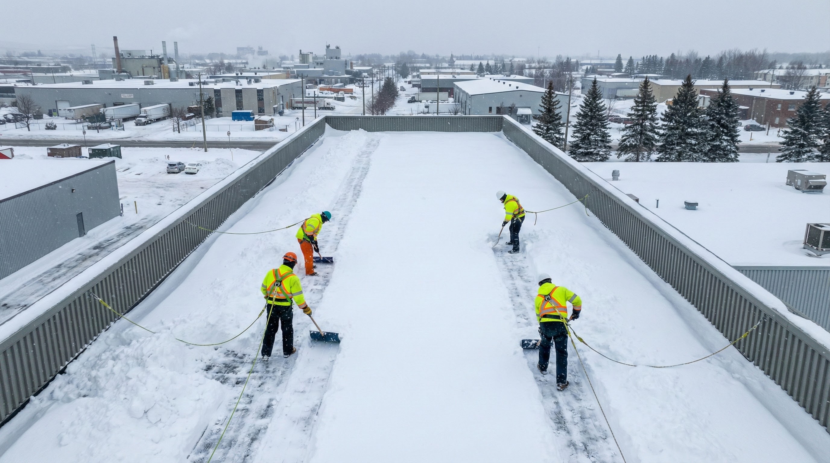 Équipe de déneigement en action